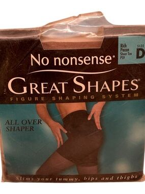 No Nonsense Great Shapes All Over Shaper Pantyhose Size D Rich Pecan Sheer Toe